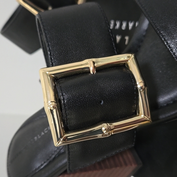 WHITE HOUSE BLACK MARKET BAMBOO BLACK SLIDE SANDAL SANDALS 6.5 W/ BOX - Picture 5 of 10